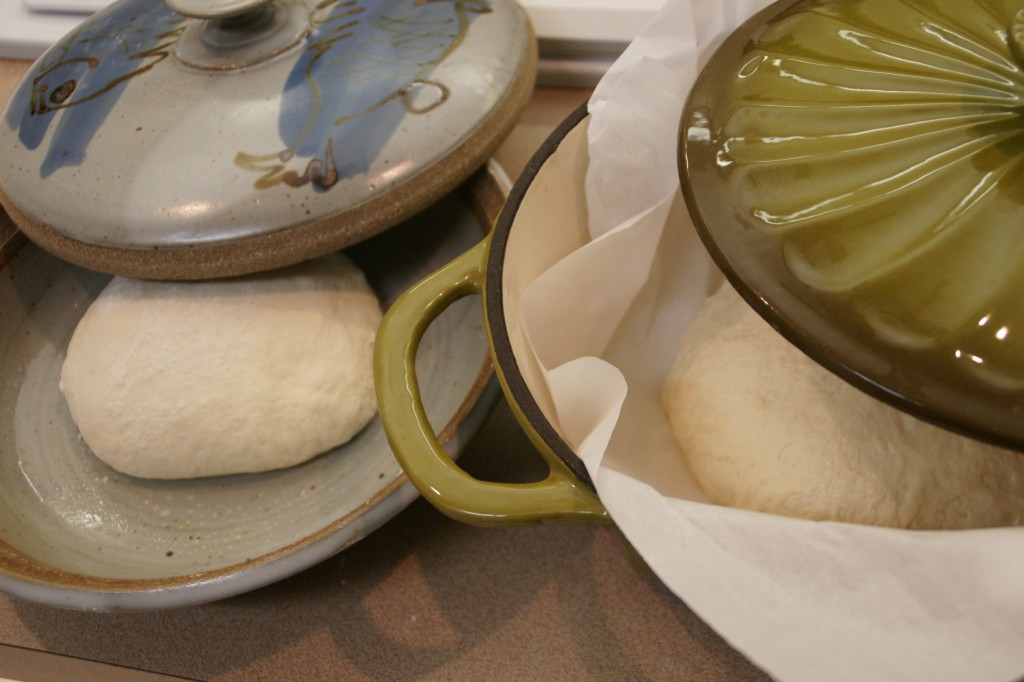 My favorite bread pans are stoneware with a lid. They  functions as a bread baker with similar results as an oven with a stone.