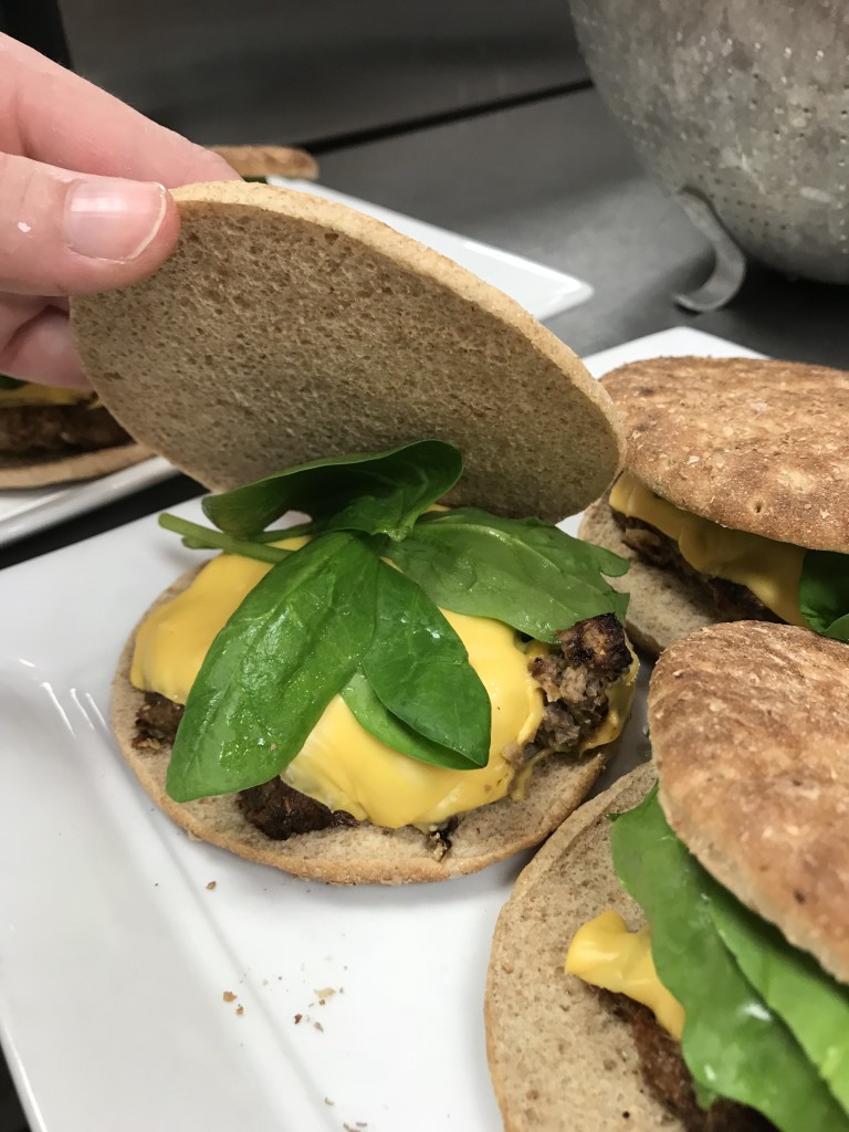 This burger was made with lean ground beef, fresh garlic, zucchini and topped with cheese and spinach. Below is a recipe for ground beef and a flavorful mixture of veggies and my favorite black bean burger. 
