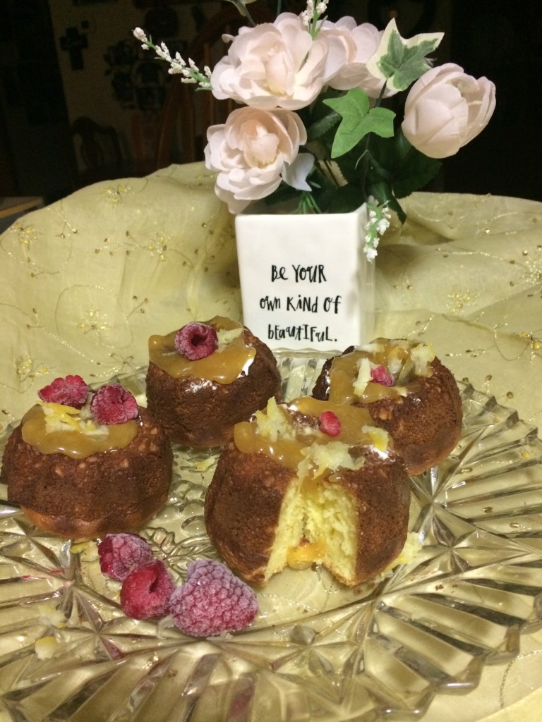 Debbie also made these gorgeous lemon mini bundt cakes. She made a homemade lemon curd and used lemon zest to garnish the mini bundt cakes.